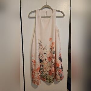 A Line Tank Dress  Off White With Florals MEDIUM
